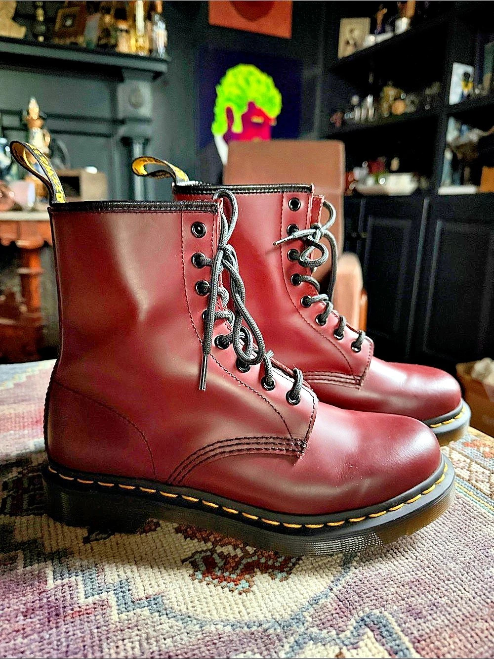 Dr. Martens 1460 Smooth Leather Lace-Up Boots Smooth Leather Boots Burgundy